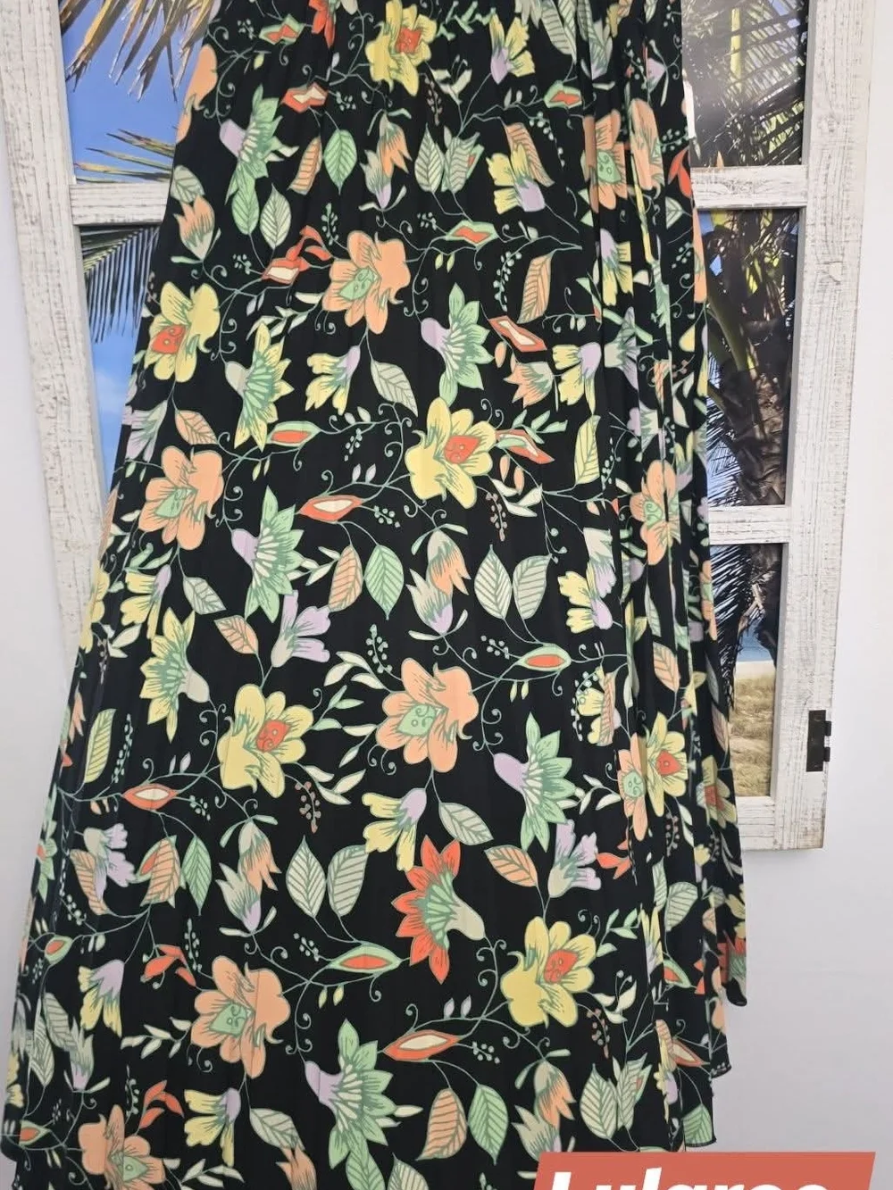 LuLaRoe Black Floral Print Top with Pastel Accents - Picture 1 of 2